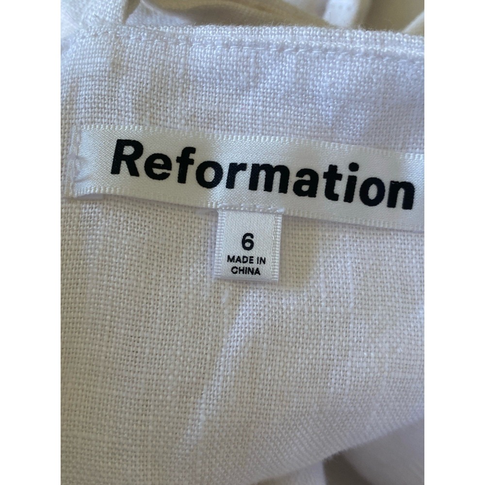 Reformation Women Mini Dress White 100% Linen Sz 6 Sleeveless Designer - Picture 6 of 7